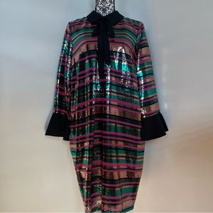 Eloquii vibrant dress with removable bow tie and accent sleeves. Size 16 NWTS